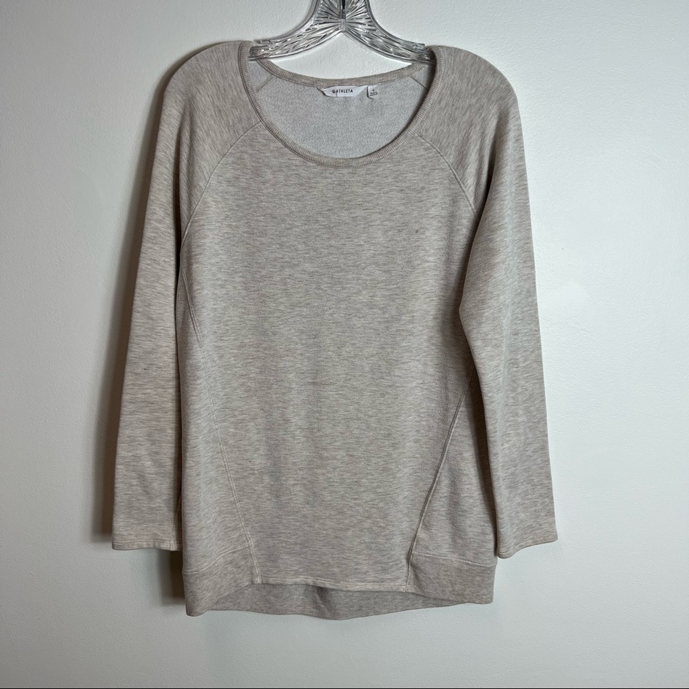 ATHLETA CREAM LIGHTWEIGHT SWEATSHIRT SIZE S—small spot shown in photo